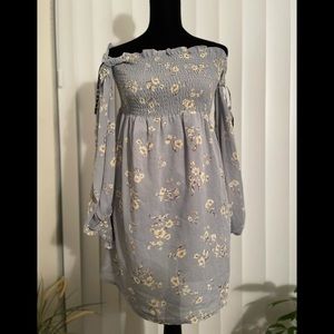 Bell sleeve bardot floral dress